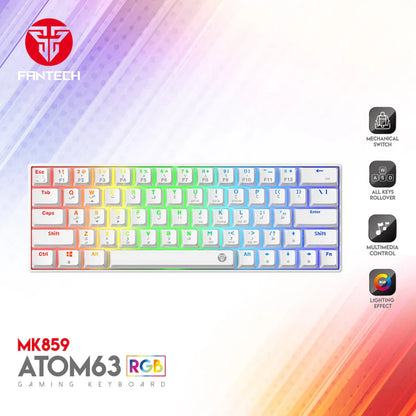 FANTECH Atom63 Mk859 Mechanical Gaming Keyboard White Red Switch