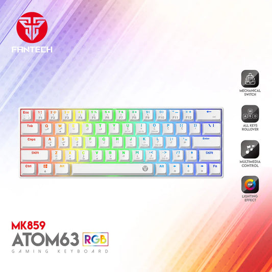 FANTECH Atom63 Mk859 Mechanical Gaming Keyboard White Red Switch