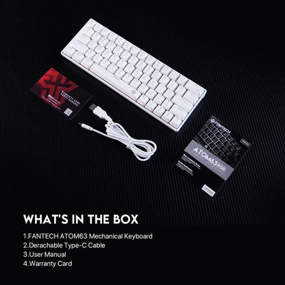 FANTECH Atom63 Mk859 Mechanical Gaming Keyboard White Red Switch