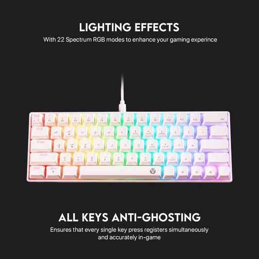FANTECH Atom63 Mk859 Mechanical Gaming Keyboard White Red Switch
