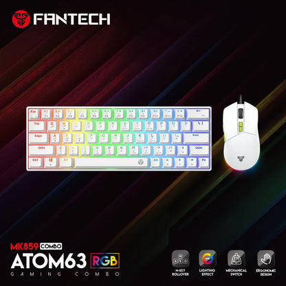 FANTECH Atom63 MK859c Mechanical Gaming Keyboard & Mouse White Blue Switch