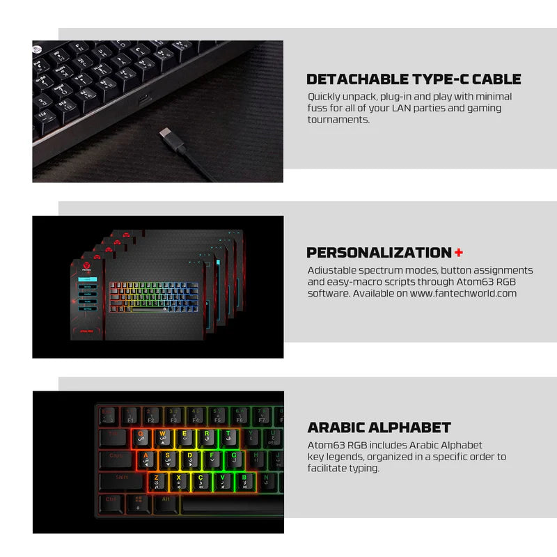 FANTECH Atom63 Mk859c Mechanical Gaming Keyboard & Mouse White Red Switch