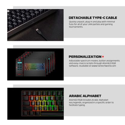 FANTECH Atom63 Mk859c Mechanical Gaming Keyboard & Mouse Black Red Switch