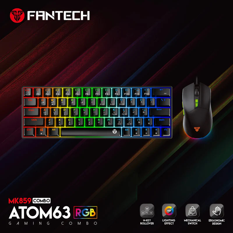 FANTECH Atom63 Mk859c Mechanical Gaming Keyboard & Mouse Black Red Switch
