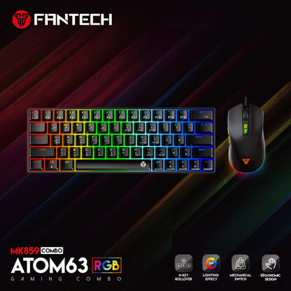 FANTECH Atom63 Mk859c Mechanical Gaming Keyboard & Mouse Black Red Switch