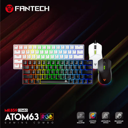 FANTECH Atom63 MK859c Mechanical Gaming Keyboard & Mouse White Blue Switch
