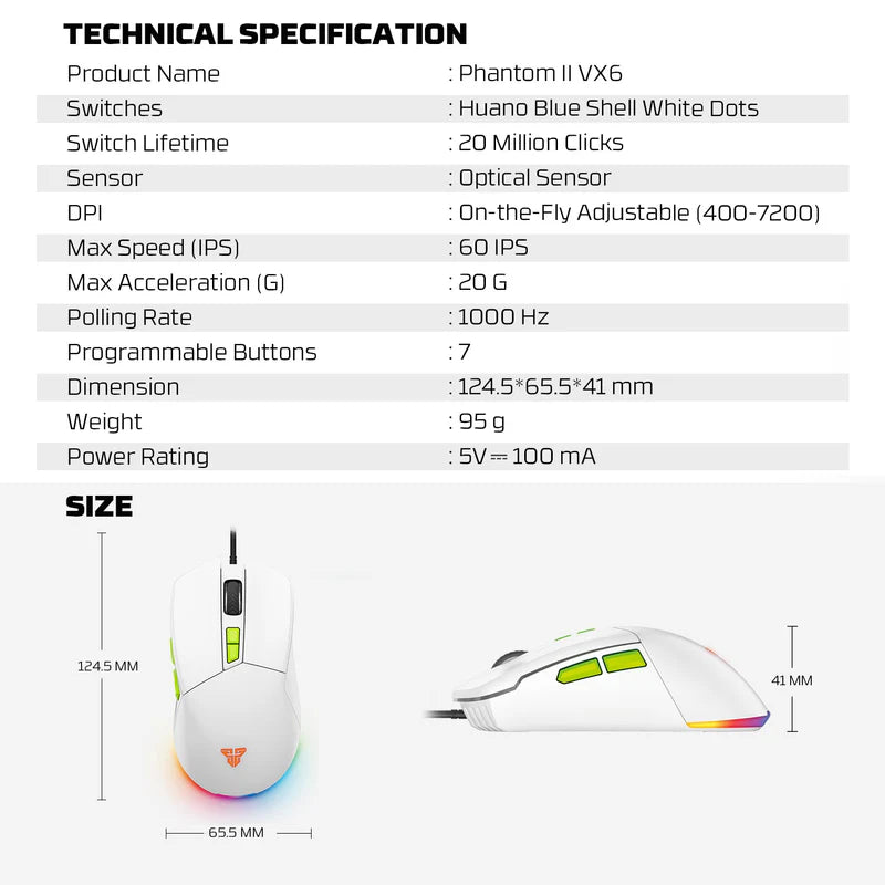 FANTECH Atom63 MK859c Mechanical Gaming Keyboard & Mouse White Blue Switch