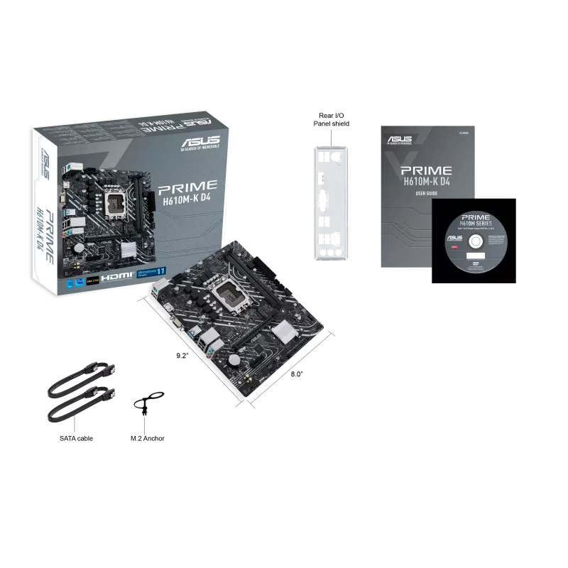 ASUS PRIME H610M-K DDR4 LGA 1700, Intel 12th M.2, PCIe 4.0 ,USB 3.2 Gen1-mATX Motherboard