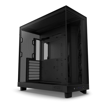NZXT H6 Flow Perforated Compact Dual-Chamber Mid-Tower Tempered Glass Gaming Case w/ 3xF120Q Fans & USB Type-C Port - Black