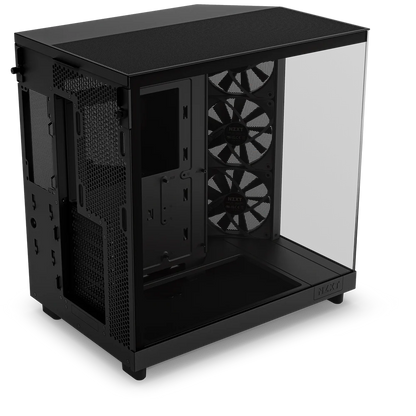 NZXT H6 Flow Perforated Compact Dual-Chamber Mid-Tower Tempered Glass Gaming Case w/ 3xF120Q Fans & USB Type-C Port - Black