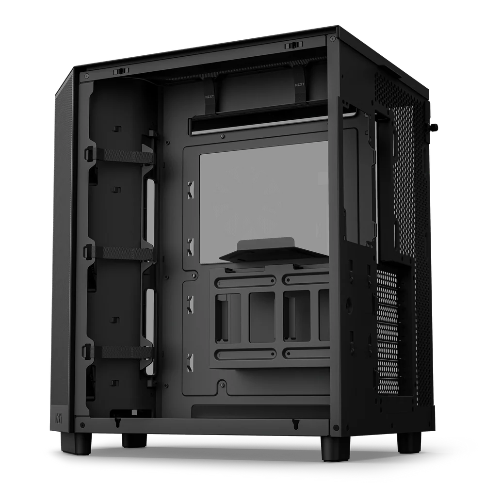 NZXT H6 Flow Perforated Compact Dual-Chamber Mid-Tower Tempered Glass Gaming Case w/ 3xF120Q Fans & USB Type-C Port - Black