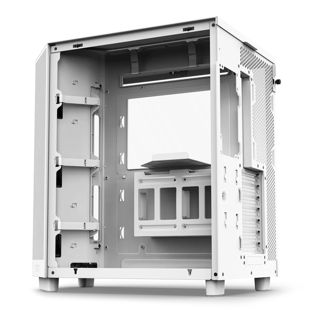 NZXT H6 Flow Perforated Compact Dual-Chamber Mid-Tower Tempered Glass Gaming Case w/ 3xF120Q Fans & USB Type-C Port - White