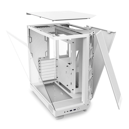 NZXT H6 Flow Perforated Compact Dual-Chamber Mid-Tower Tempered Glass Gaming Case w/ 3xF120Q Fans & USB Type-C Port - White