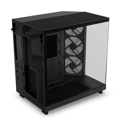 NZXT H6 Flow RGB Perforated Compact Dual-Chamber Mid-Tower Tempered Glass Gaming Case w/ 3xF120 RGB Fans & USB Type-C Port - Black