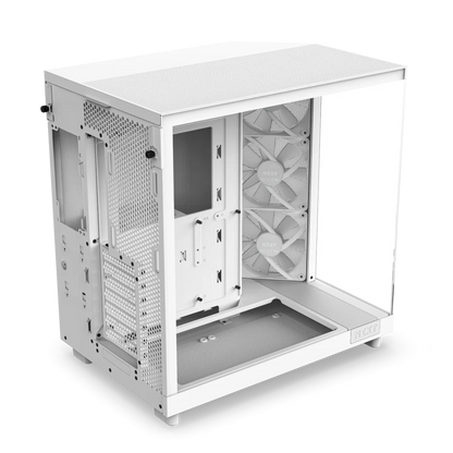 NZXT H6 Flow RGB Perforated Compact Dual-Chamber Mid-Tower Tempered Glass Gaming Case w/ 3xF120 RGB Fans & USB Type-C Port - White