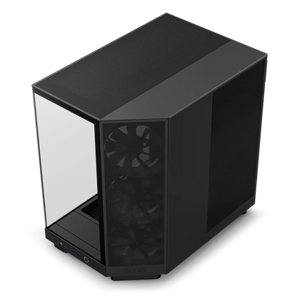NZXT H6 Flow Perforated Compact Dual-Chamber Mid-Tower Tempered Glass Gaming Case w/ 3xF120Q Fans & USB Type-C Port - Black