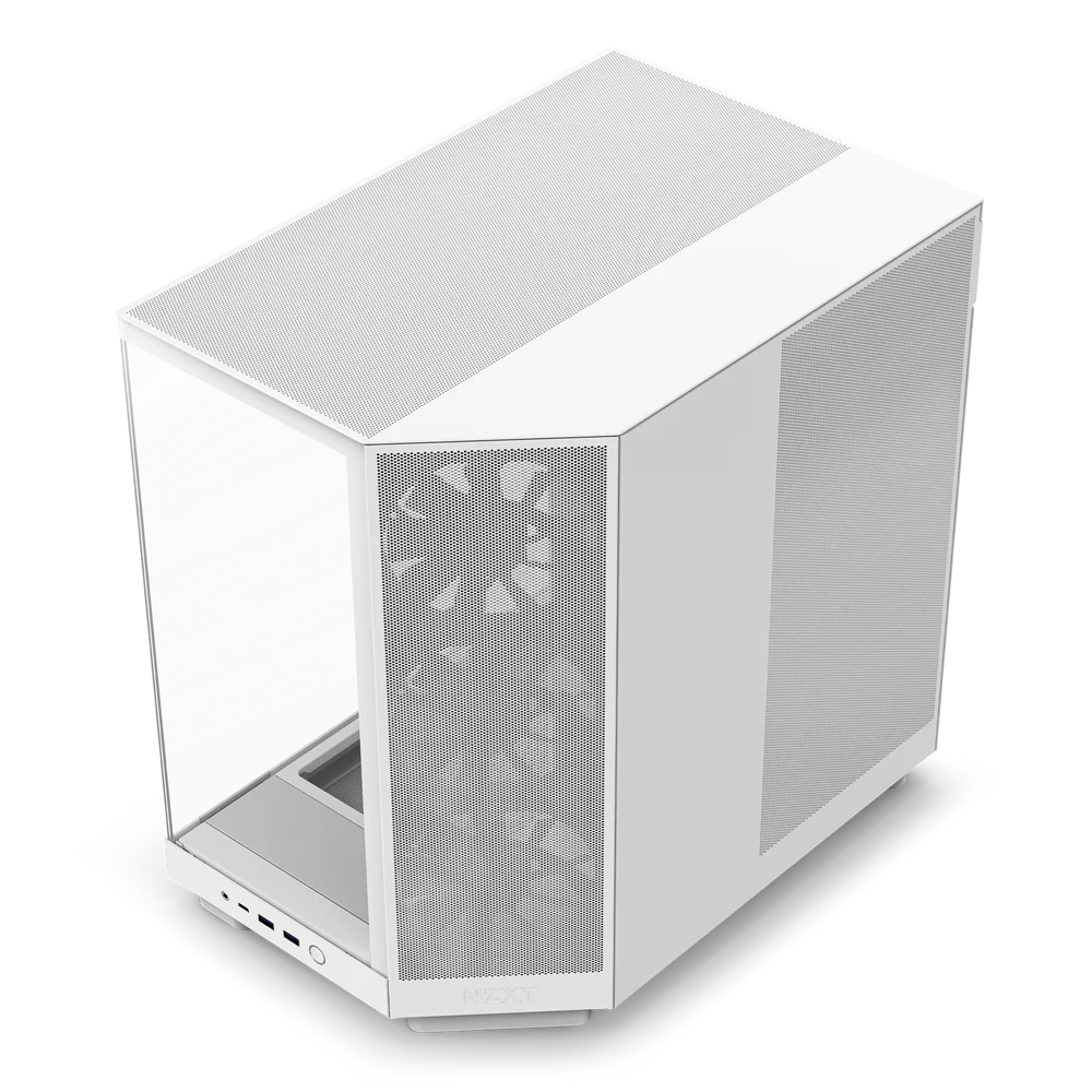NZXT H6 Flow Perforated Compact Dual-Chamber Mid-Tower Tempered Glass Gaming Case w/ 3xF120Q Fans & USB Type-C Port - White