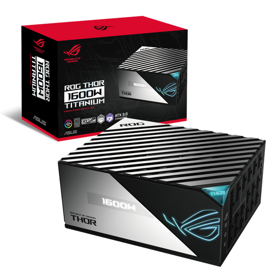 ASUS ROG THOR 1600W Titanium (ATX 3.0) 80 Plus Titanium Fully Modular Power Supply w/ (12VHPWR) PCIE 5.0 Connector