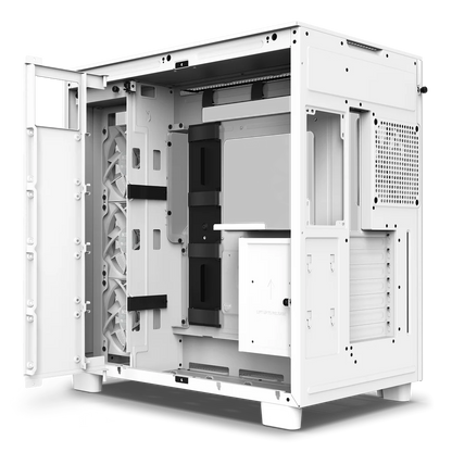 NZXT H9 Flow Perforated Dual-Chamber Mid-Tower Tempered Glass Gaming Case w/ 4xF120Q Fans & USB Type-C Port - White