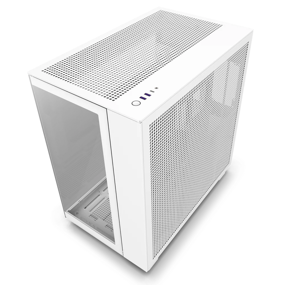 NZXT H9 Flow Perforated Dual-Chamber Mid-Tower Tempered Glass Gaming Case w/ 4xF120Q Fans & USB Type-C Port - White