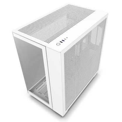 NZXT H9 Flow Perforated Dual-Chamber Mid-Tower Tempered Glass Gaming Case w/ 4xF120Q Fans & USB Type-C Port - White