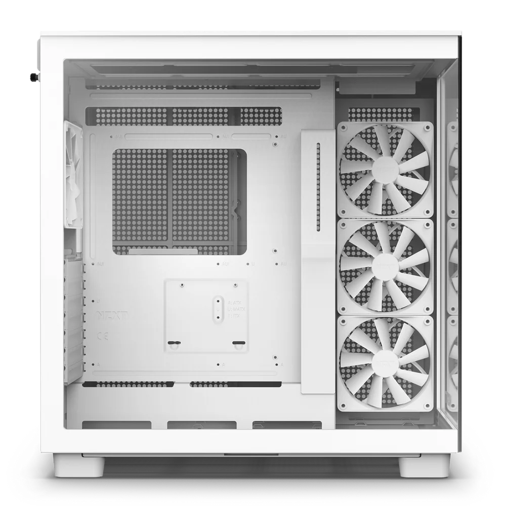 NZXT H9 Flow Perforated Dual-Chamber Mid-Tower Tempered Glass Gaming Case w/ 4xF120Q Fans & USB Type-C Port - White