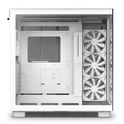 NZXT H9 Flow Perforated Dual-Chamber Mid-Tower Tempered Glass Gaming Case w/ 4xF120Q Fans & USB Type-C Port - White