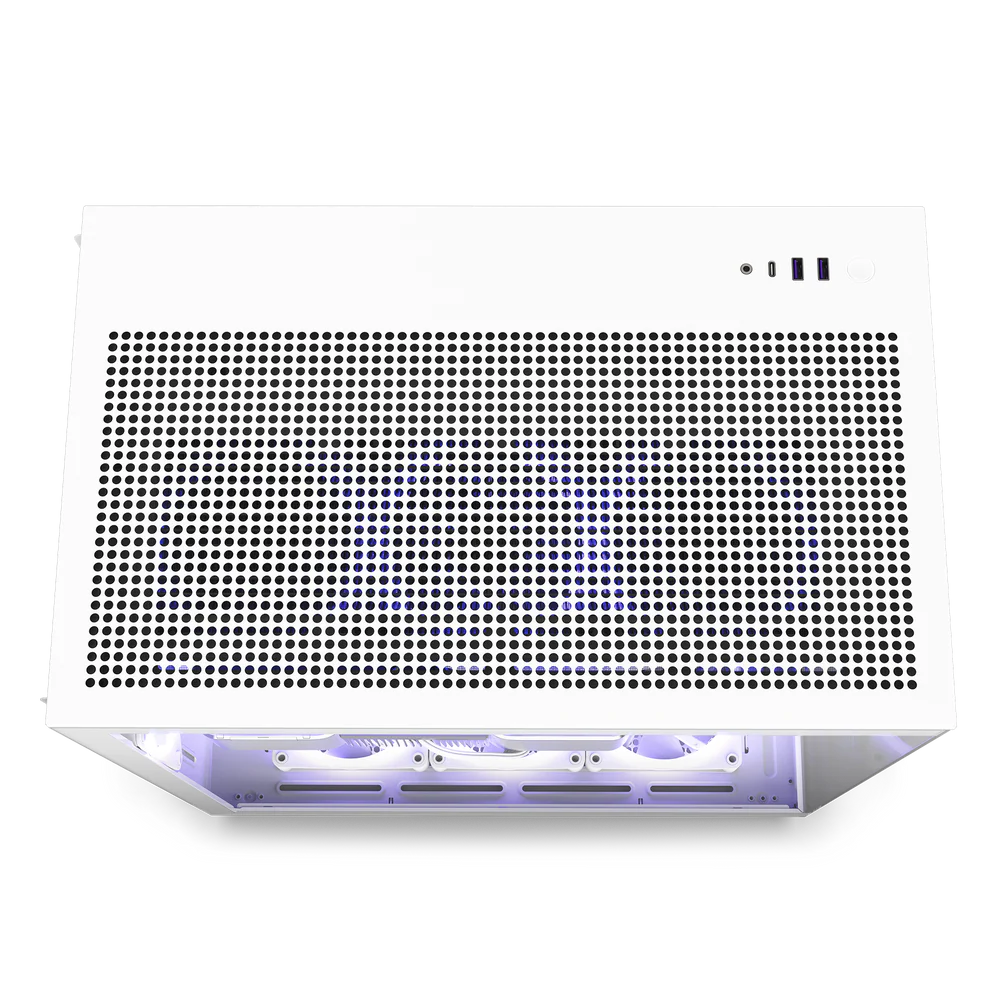 NZXT H9 Flow Perforated Dual-Chamber Mid-Tower Tempered Glass Gaming Case w/ 4xF120Q Fans & USB Type-C Port - White