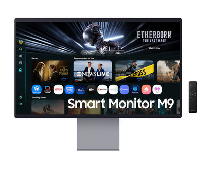 Samsung M9 (M902) Smart AI 32" OLED 4K Flat Monitor, QD-OLED, 165Hz, 0.03ms(GTG), HDR10+, 100% sRGB, Vision AI w/ Metal Slim Design, 4K Camera, USB Type-C, Ergonomics & Adaptive Sound Pro Speakers (Eclipse Silver)