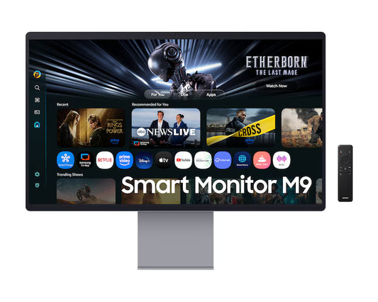 Samsung M9 (M902) Smart AI 32" OLED 4K Flat Monitor, QD-OLED, 165Hz, 0.03ms(GTG), HDR10+, 100% sRGB, Vision AI w/ Metal Slim Design, 4K Camera, USB Type-C, Ergonomics & Adaptive Sound Pro Speakers (Eclipse Silver)