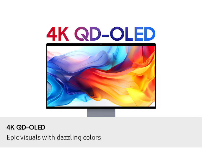 Samsung M9 (M902) Smart AI 32" OLED 4K Flat Monitor, QD-OLED, 165Hz, 0.03ms(GTG), HDR10+, 100% sRGB, Vision AI w/ Metal Slim Design, 4K Camera, USB Type-C, Ergonomics & Adaptive Sound Pro Speakers (Eclipse Silver)