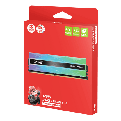 ADATA XPG LANCER NEON RGB 32GB (2x16GB) 6400MT/s CL32 DDR5 RAM Memory Kit - Black