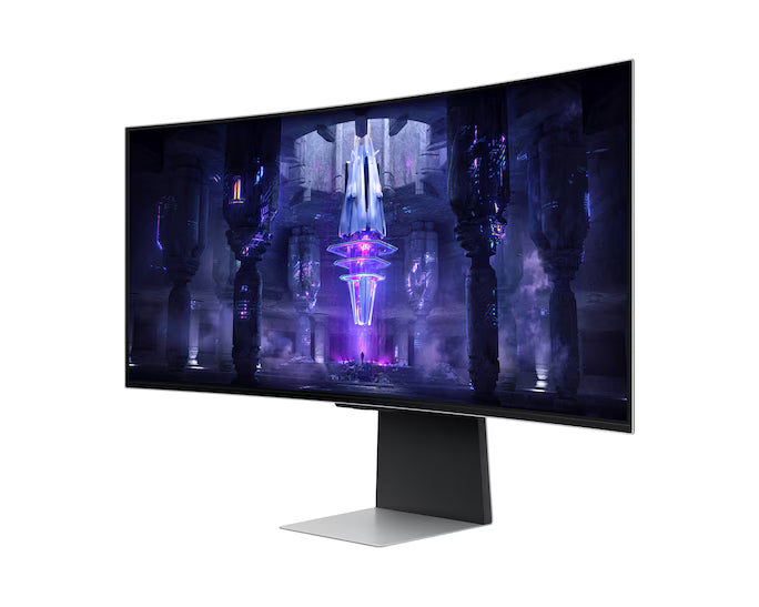 Samsung Odyssey OLED G8 (34BG850) 34" Smart 3K UWQHD (3440x1440) Curved , 175Hz, 0.03ms(GTG), Quantum Dot, HDR10+, 10Bits 99% DCI Coverage PRO Colors, FreeSync Premium , w/ Speakers, Ergonomic Stand & Core Sync