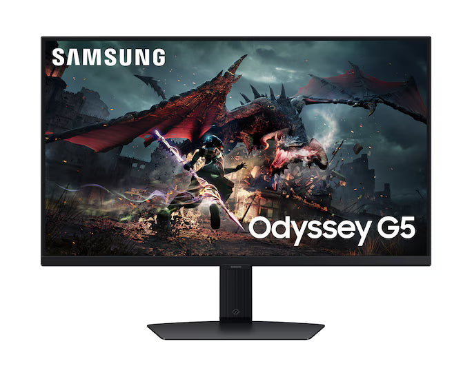 Samsung Odyssey G5 2024 (DG502), 27" Flat Monitor IPS 2K (2560 x 1440) 180Hz 1ms(GTG), DisplayHDR 400, 99% sRGB, 8 Bit, AMD FreeSync w/ Ergonomic Stand