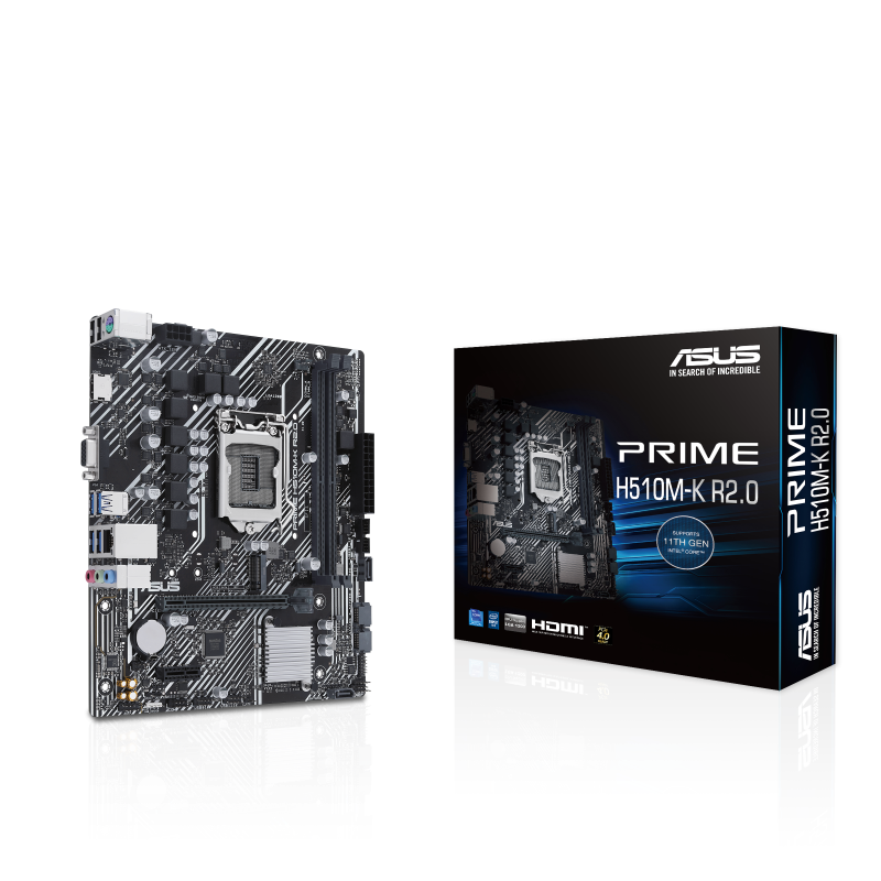 ASUS PRIME H510M-K R2.0, Intel 10th 11th Series, LGA 1200/DDR4/PCIe 4.0/1xM.2 - mATX MotherBoard