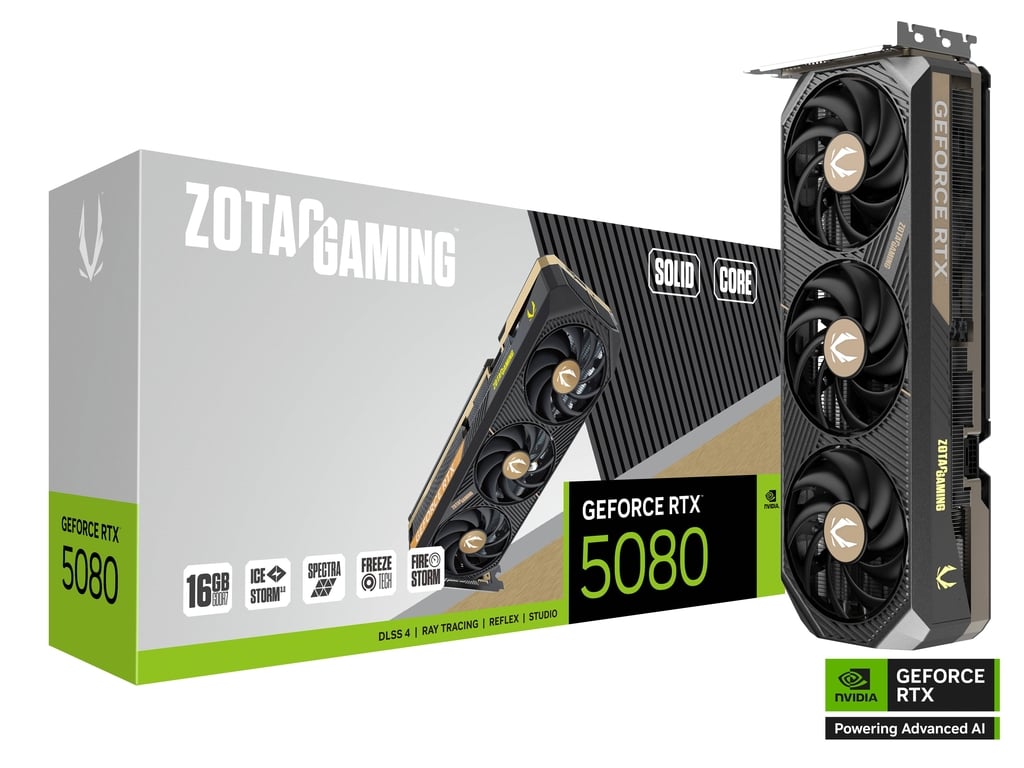 ZOTAC GAMING GeForce RTX 5080 SOLID CORE 16GB GPU